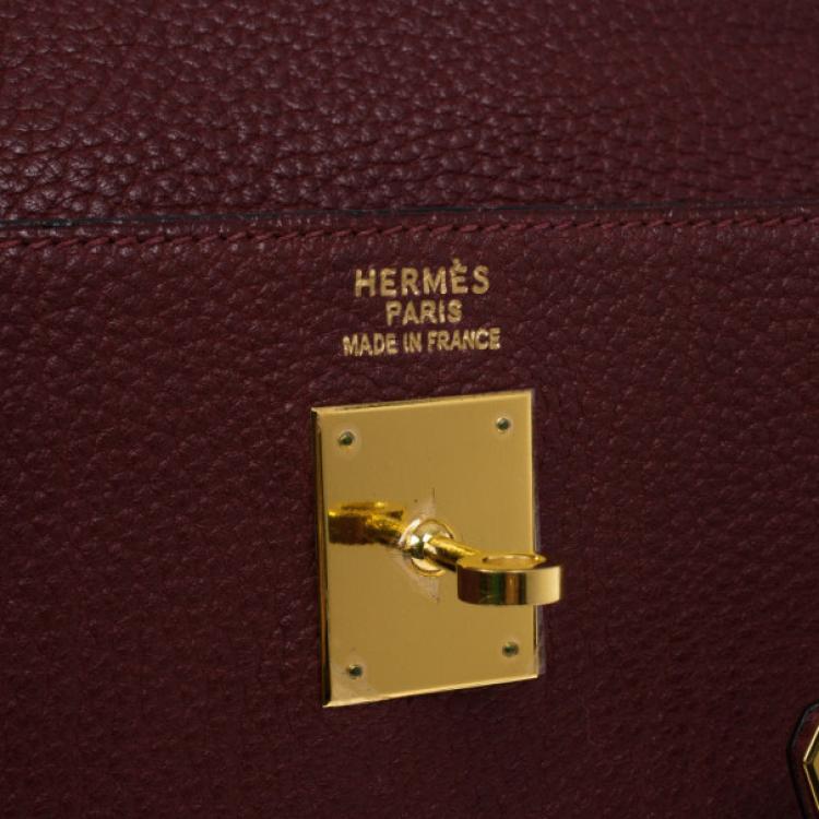 Pre Owned Hermes Prune Negonda Calfskin Kelly 35