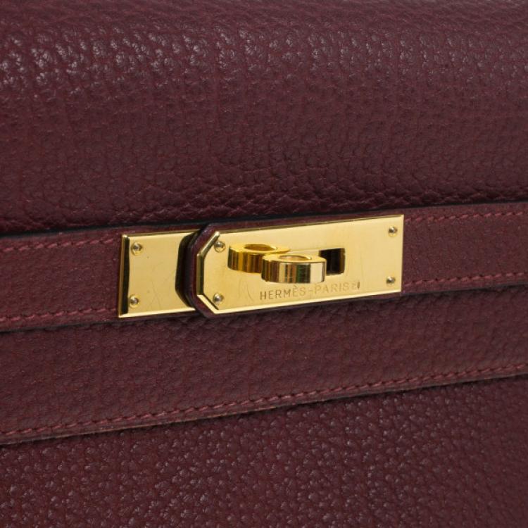 Pre Owned Hermes Prune Negonda Calfskin Kelly 35