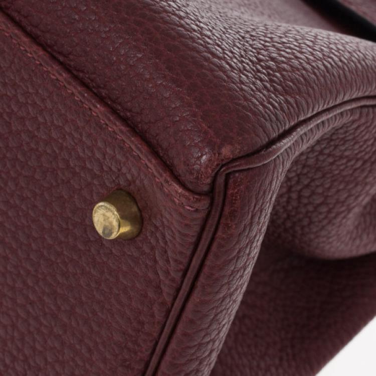 Pre Owned Hermes Prune Negonda Calfskin Kelly 35