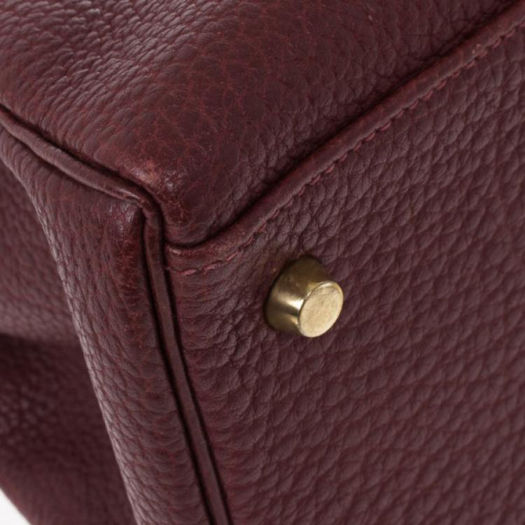 Pre Owned Hermes Prune Negonda Calfskin Kelly 35