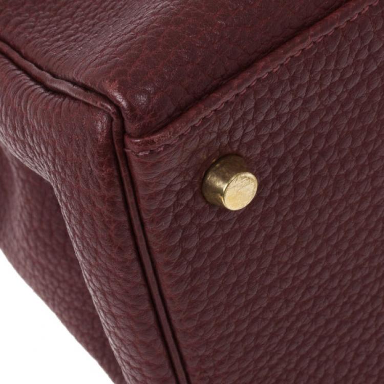 Pre Owned Hermes Prune Negonda Calfskin Kelly 35