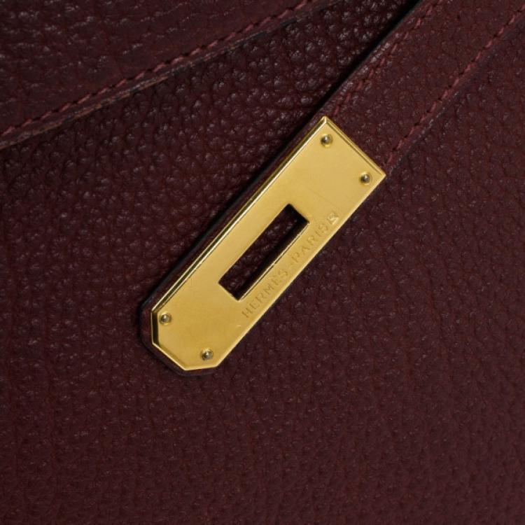 Pre Owned Hermes Prune Negonda Calfskin Kelly 35