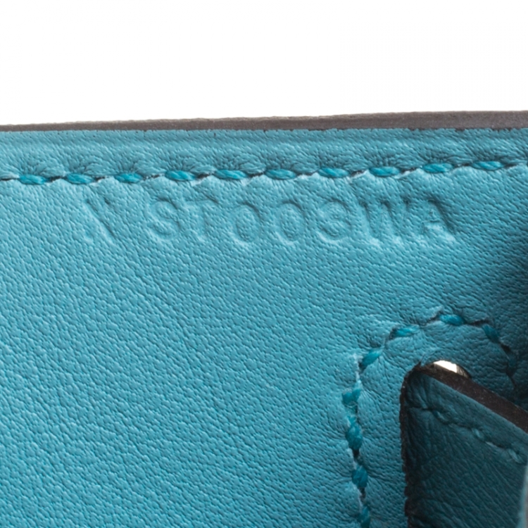 Pre Owned Hermes Teal Blue Swift Leather Palladium Hardware Kelly Pochette