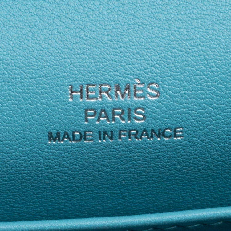 Pre Owned Hermes Teal Blue Swift Leather Palladium Hardware Kelly Pochette
