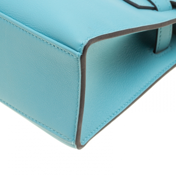 Pre Owned Hermes Teal Blue Swift Leather Palladium Hardware Kelly Pochette