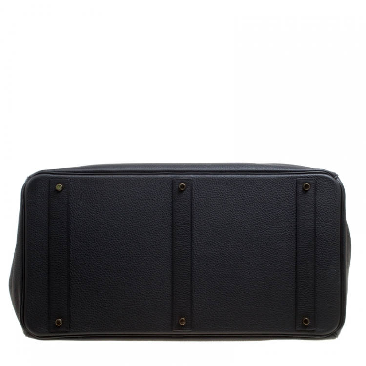 Pre Owned Hermes Black Clemence Leather Gold Hardware Birkin 50 Bag