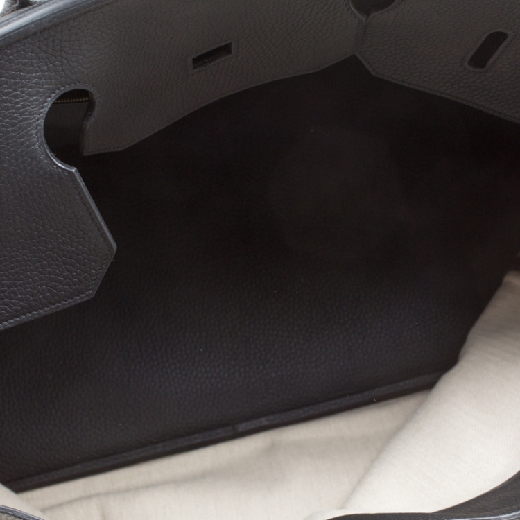 Pre Owned Hermes Black Clemence Leather Gold Hardware Birkin 50 Bag