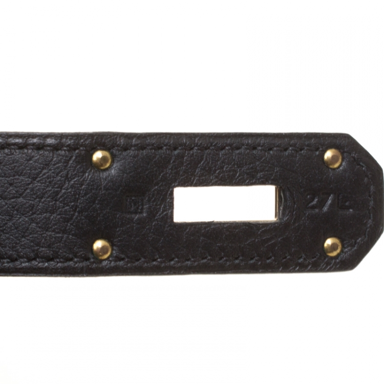 Pre Owned Hermes Black Clemence Leather Gold Hardware Birkin 50 Bag