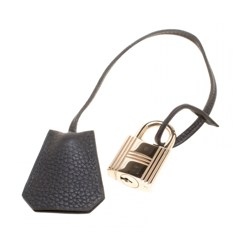 Pre Owned Hermes Black Clemence Leather Gold Hardware Birkin 50 Bag