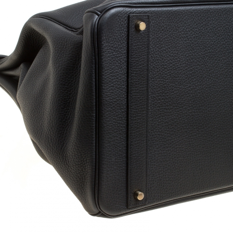 Pre Owned Hermes Black Clemence Leather Gold Hardware Birkin 50 Bag