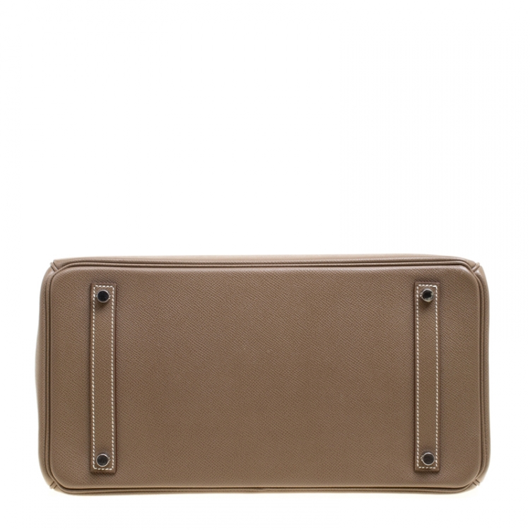 Pre Owned Hermes Taupe Epsom Leather Palladium Hardware Birkin 35 Bag