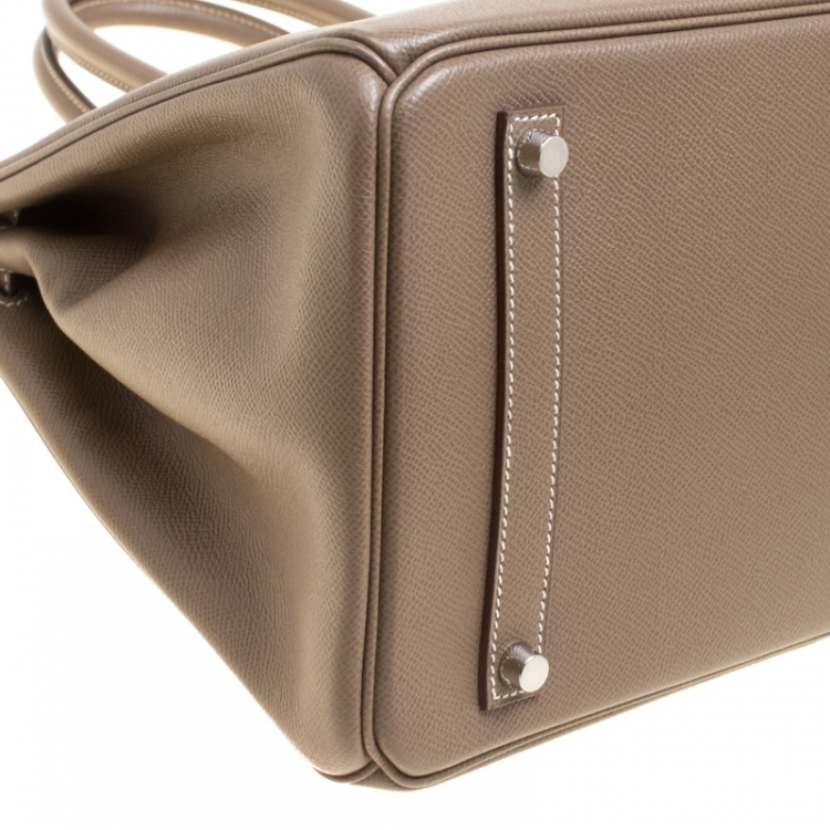 Pre Owned Hermes Taupe Epsom Leather Palladium Hardware Birkin 35 Bag