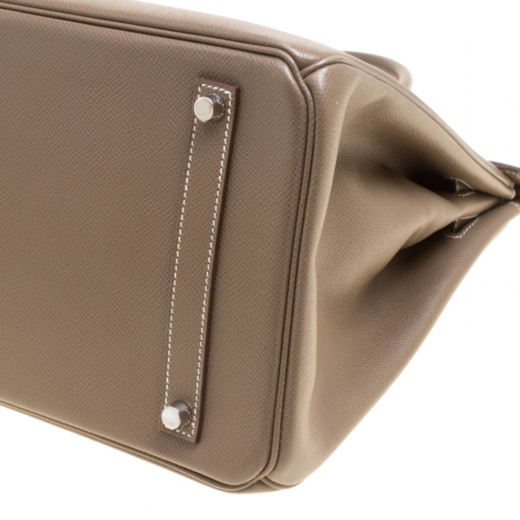 Pre Owned Hermes Taupe Epsom Leather Palladium Hardware Birkin 35 Bag