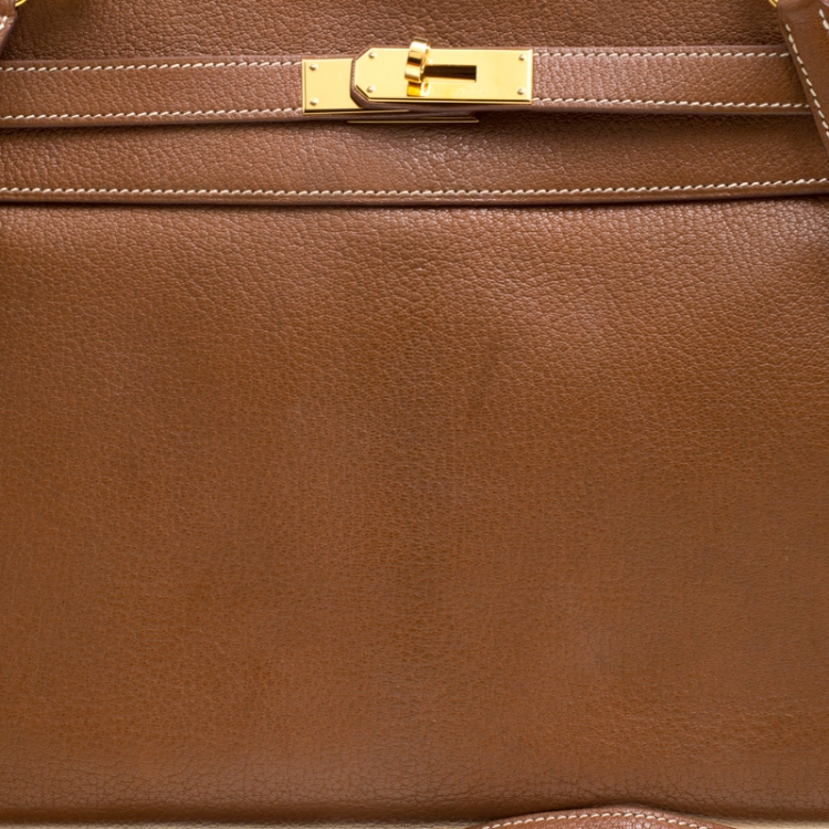 Pre Owned Hermes Gold Chevre de Coromandel Leather Gold Hardware Kelly Retourne 35 Bag