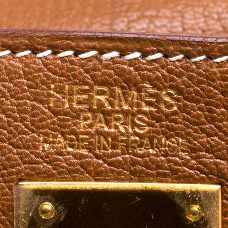 Pre Owned Hermes Gold Chevre de Coromandel Leather Gold Hardware Kelly Retourne 35 Bag