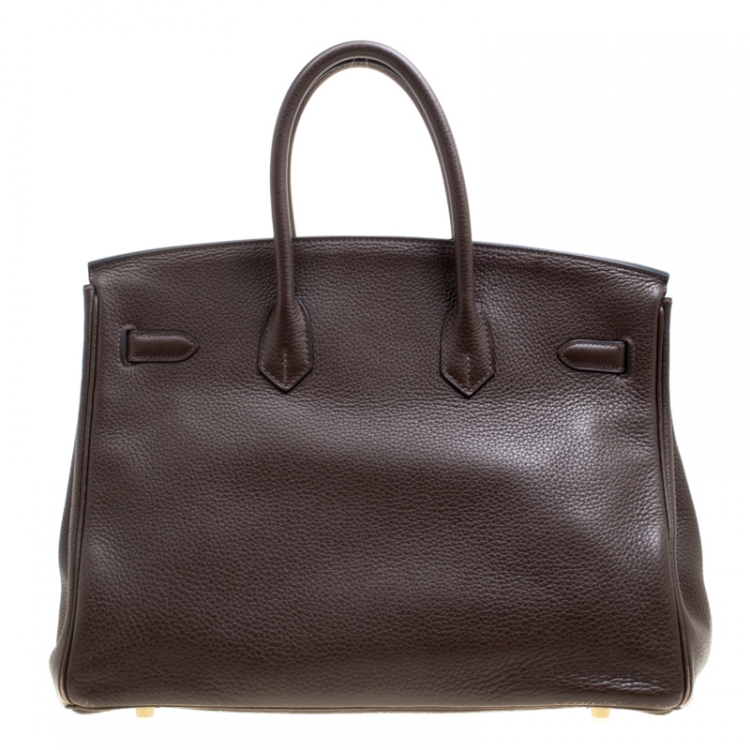 Pre Owned Hermes Cacao Togo Leather Gold Hardware Birkin 35 Bag