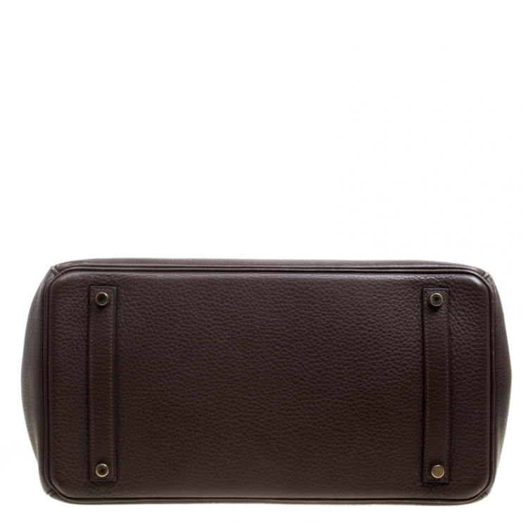 Pre Owned Hermes Cacao Togo Leather Gold Hardware Birkin 35 Bag