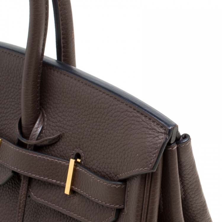 Pre Owned Hermes Cacao Togo Leather Gold Hardware Birkin 35 Bag