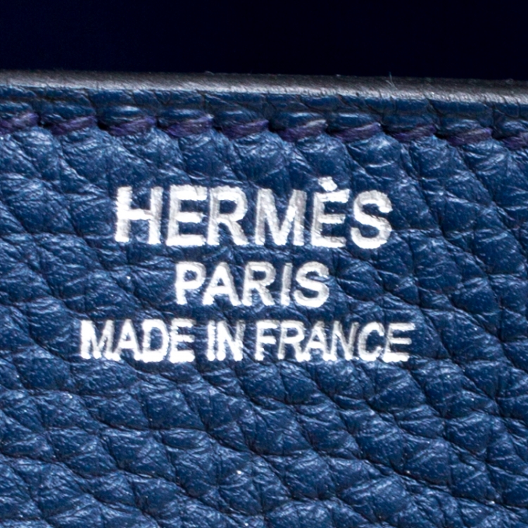 Pre Owned Hermes Blue De Presse Clemence Leather Palladium Hardware HAC Birkin 50 Bag