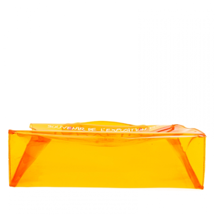 Pre Owned Hermes Orange Clear Vinyl Souvenir Kelly Bag