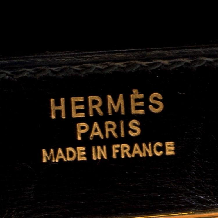 Pre Owned Hermes Black Box Calf Leather Gold Hardware Kelly Sellier 32 Bag