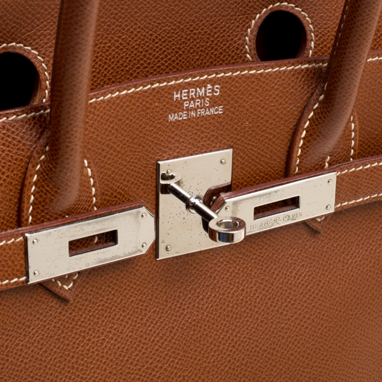 Pre Owned Hermes Havane Courchevel Leather Palladium Hardware Birkin 30 Bag