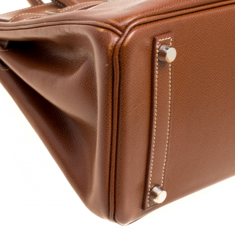 Pre Owned Hermes Havane Courchevel Leather Palladium Hardware Birkin 30 Bag