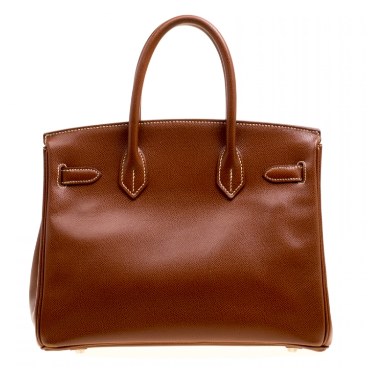 Pre Owned Hermes Havane Courchevel Leather Palladium Hardware Birkin 30 Bag