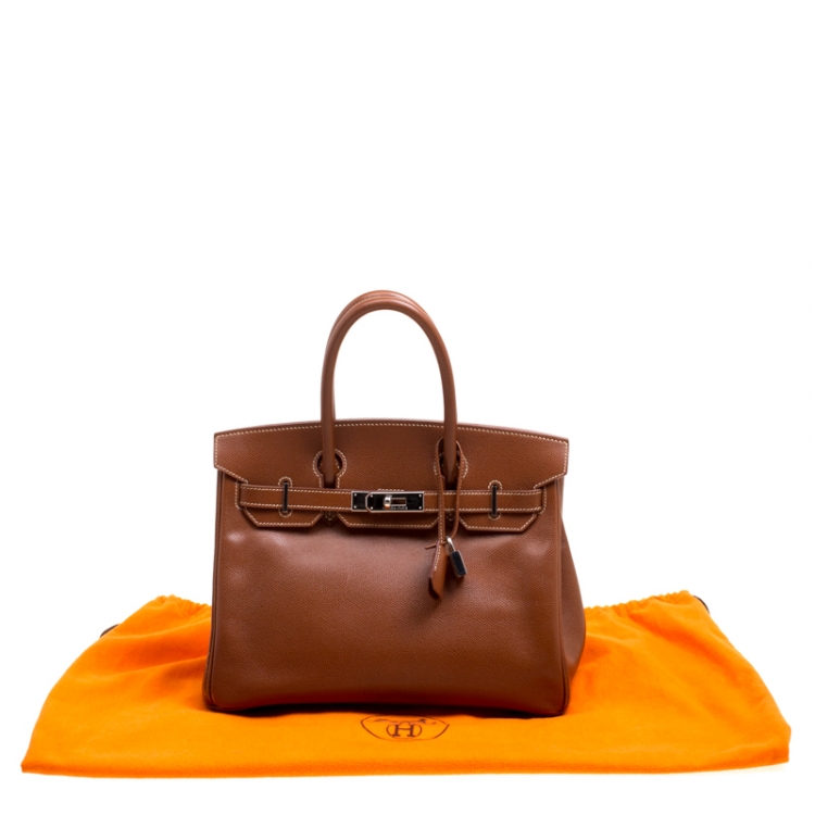 Pre Owned Hermes Havane Courchevel Leather Palladium Hardware Birkin 30 Bag