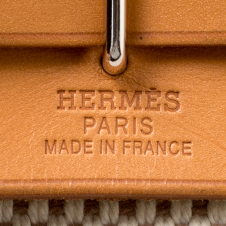 مملوكة مسبقًا Hermes Natural/Beige and Black Canvas and Leather Mini Herbag 