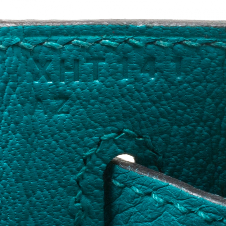 Pre Owned Hermes Blue Paon Clemence Leather Gold Hardware Kelly Retourne 28 Bag