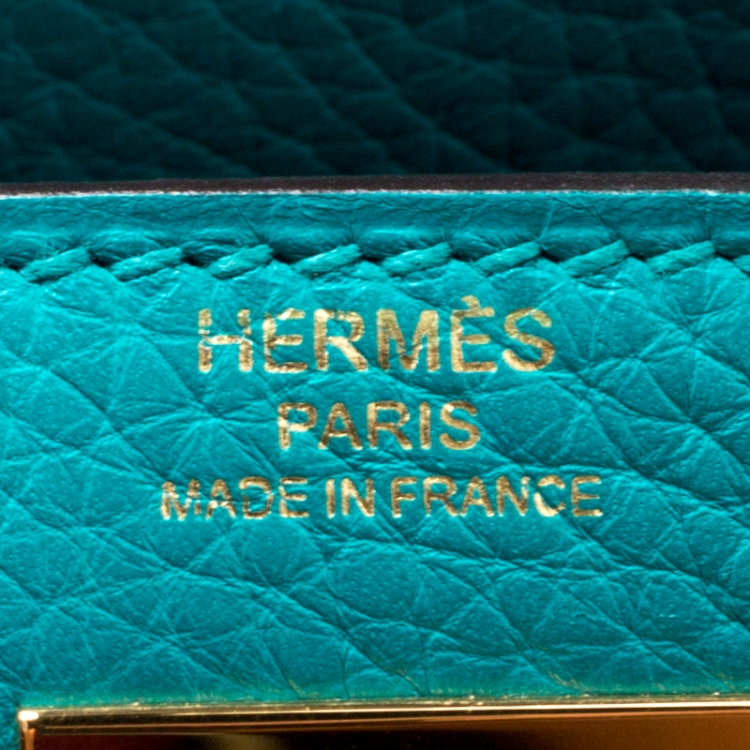 Pre Owned Hermes Blue Paon Clemence Leather Gold Hardware Kelly Retourne 28 Bag