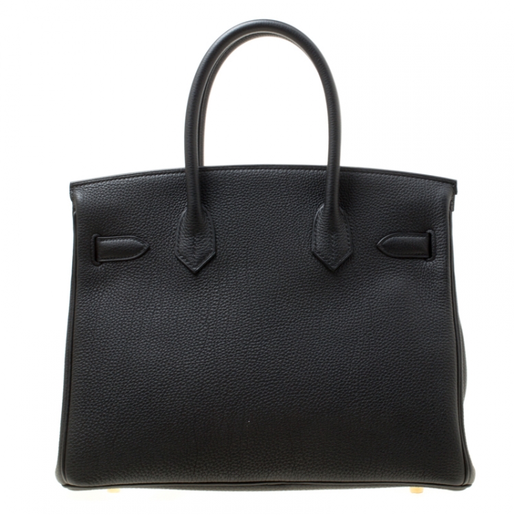 مملوكة مسبقًا Hermes Black Togo Leather Gold Hardware Birkin 30 Bag