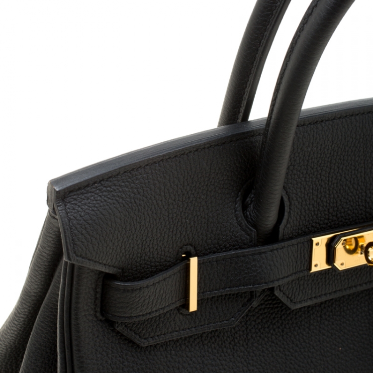 مملوكة مسبقًا Hermes Black Togo Leather Gold Hardware Birkin 30 Bag