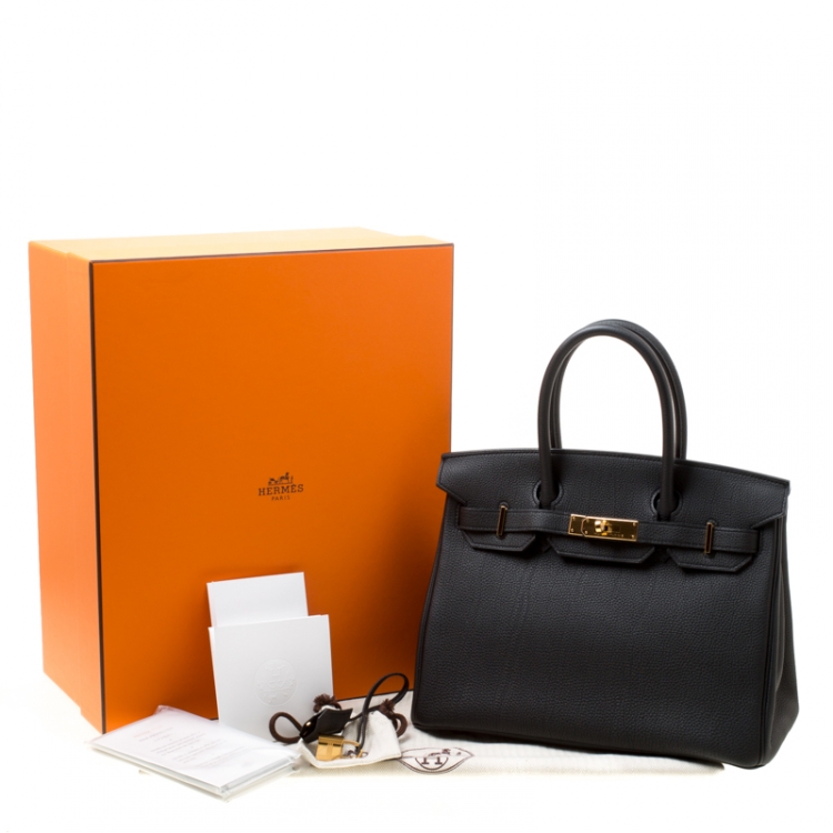 مملوكة مسبقًا Hermes Black Togo Leather Gold Hardware Birkin 30 Bag