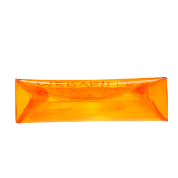 Pre Owned Hermes Orange Clear Vinyl Souvenir Kelly Bag