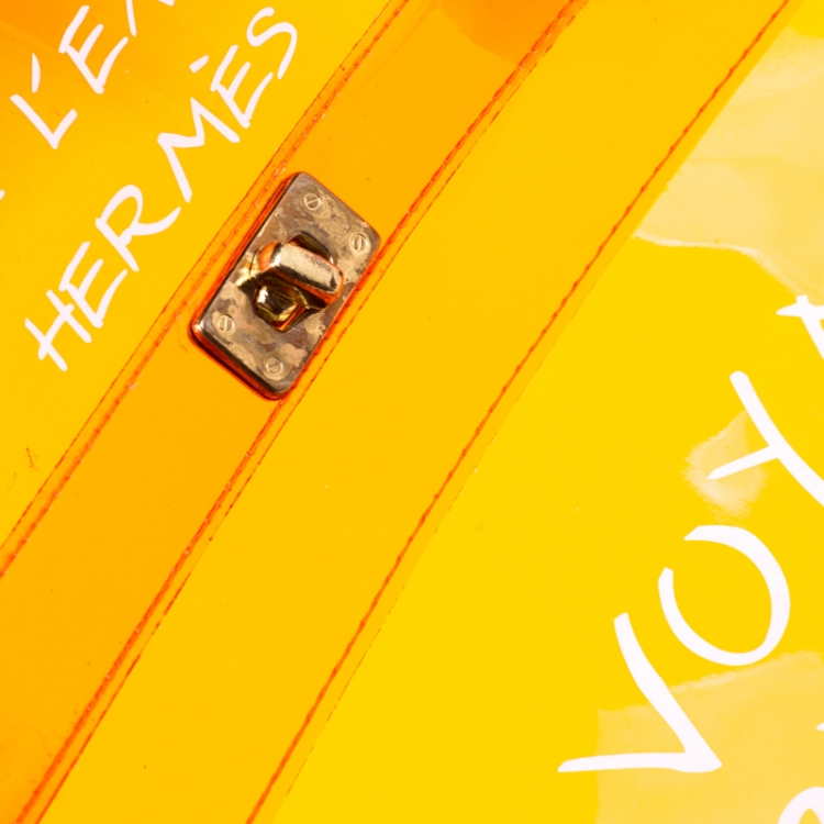 Pre Owned Hermes Orange Clear Vinyl Souvenir Kelly Bag