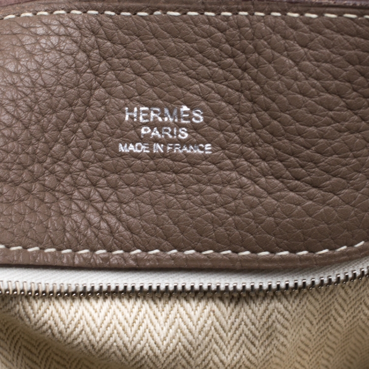 Pre Owned Hermes Etoupe Clemence Leather Palladium Hardware Marwari GM Bag