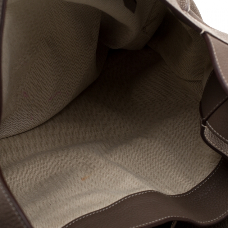 Pre Owned Hermes Etoupe Clemence Leather Palladium Hardware Marwari GM Bag