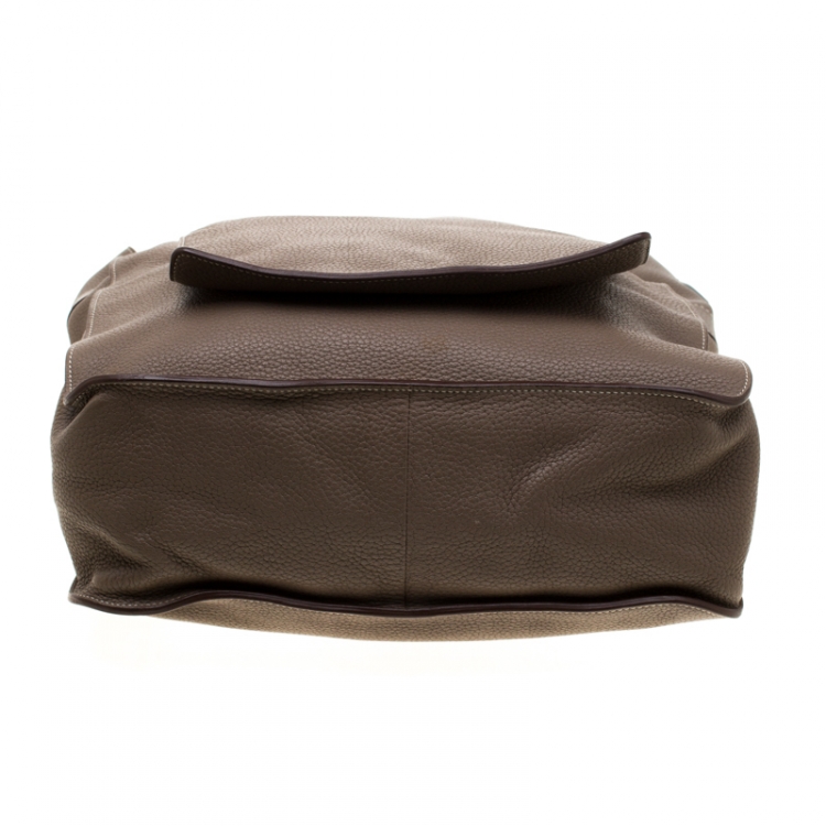 Pre Owned Hermes Etoupe Clemence Leather Palladium Hardware Marwari GM Bag