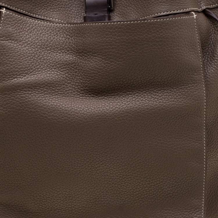 Pre Owned Hermes Etoupe Clemence Leather Palladium Hardware Marwari GM Bag