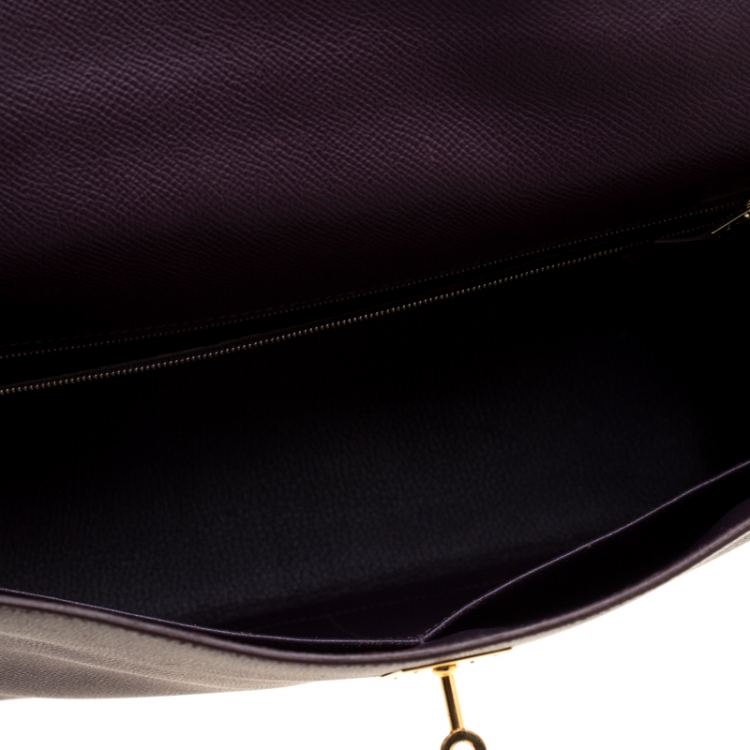مملوكة مسبقًا Hermes Raisin Epsom Leather Gold Hardware Kelly Retourne 35 Bag