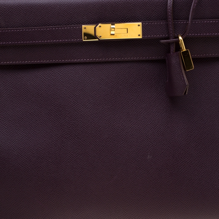 مملوكة مسبقًا Hermes Raisin Epsom Leather Gold Hardware Kelly Retourne 35 Bag