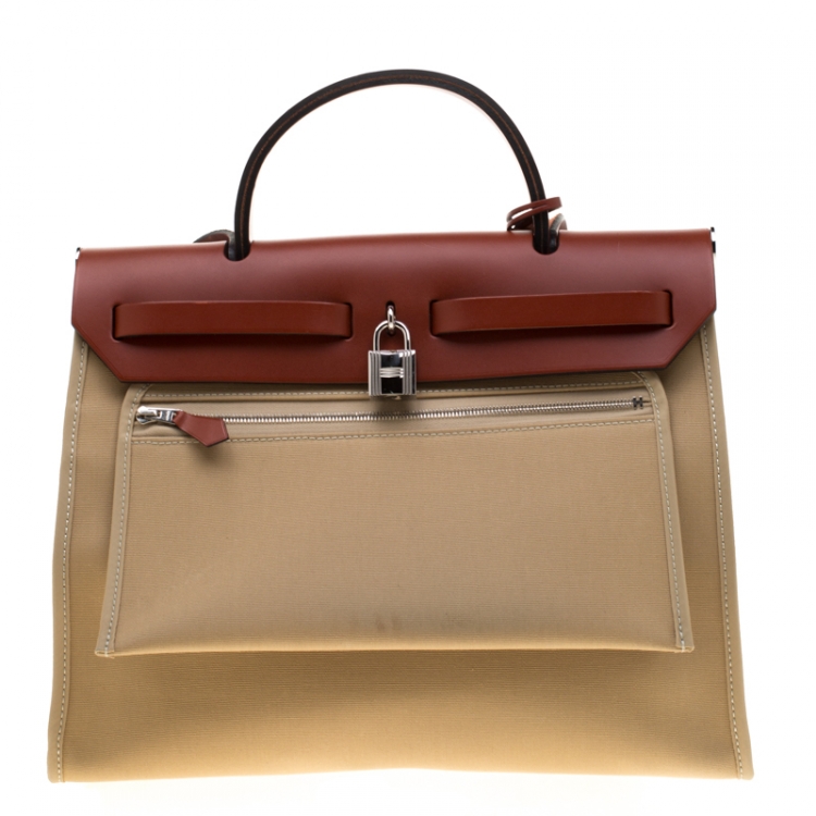 مملوكة مسبقًا Hermes Trench/Copper Canvas and Leather Herbag Zip 31 Bag