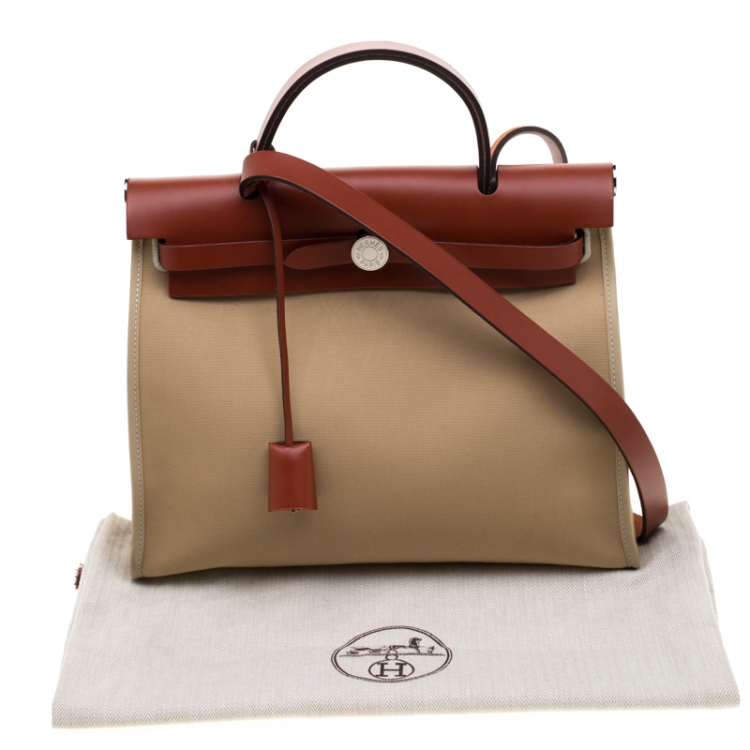 مملوكة مسبقًا Hermes Trench/Copper Canvas and Leather Herbag Zip 31 Bag