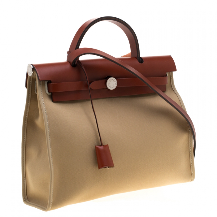مملوكة مسبقًا Hermes Trench/Copper Canvas and Leather Herbag Zip 31 Bag