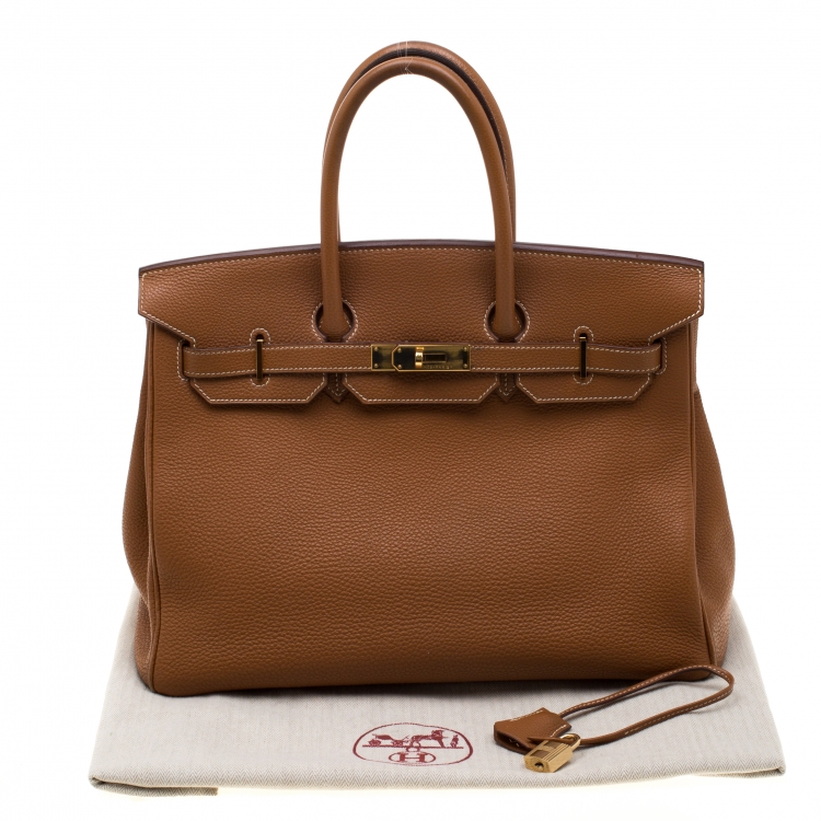 مملوكة مسبقًا Hermes Brown Togo Leather Gold Hardware Birkin 35 Bag