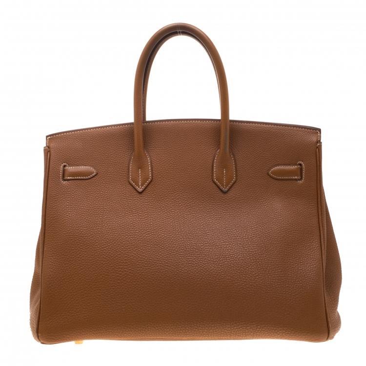 مملوكة مسبقًا Hermes Brown Togo Leather Gold Hardware Birkin 35 Bag