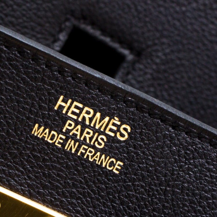 Pre Owned Hermes Black Swift Leather Gold Hardware Birkin 40 Bag