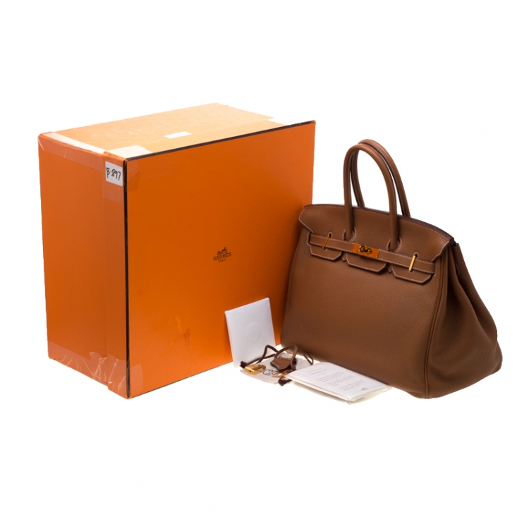 مملوكة مسبقًا Hermes Gold Togo Leather Gold Hardware Birkin 35 Bag